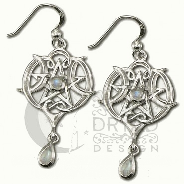 Heart Pentacle Pentagram Earrings - Click Image to Close