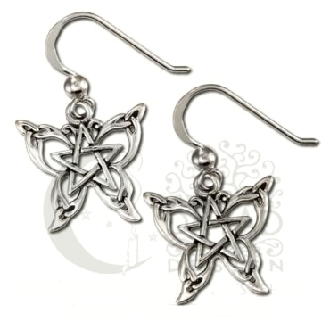 Butterfly Pentacle Pentagram Earrings - Click Image to Close