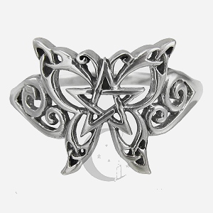 Sterling Silver Butterfly Pentacle Ring sz 6 - Click Image to Close