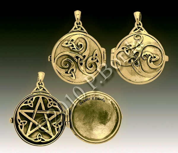 Bronze Celtic Swirl with Hidden Pentacle Locket - Click Image to Close