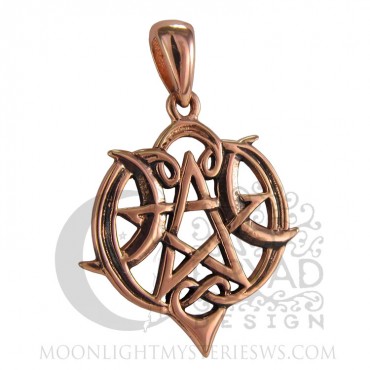 Copper Small Heart Pentacle Pendant - Click Image to Close