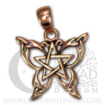 Copper Small Butterfly Pentacle Pendant - Click Image to Close