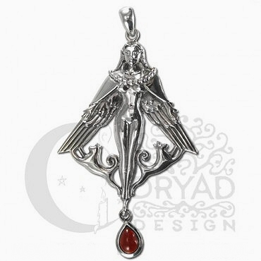 Sterling Silver Freya Pendant with Garnet - Click Image to Close