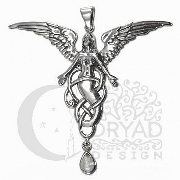Sterling Silver Melusine Pendant with Rainbow Moonstone - Click Image to Close