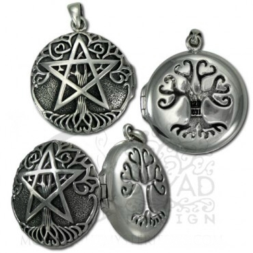 Sterling Silver Tree Pentacle Aromatherapy Locket - Click Image to Close