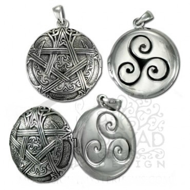 Sterling Silver Moon Pentacle Aromatherapy Locket - Click Image to Close