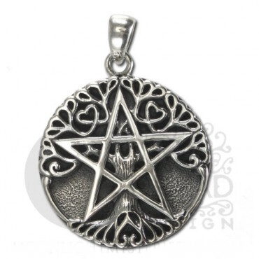 Sterling Silver Small Tree Pentacle Pendant - Click Image to Close