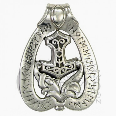 Sterling Silver Dragon Hammer Pendant - Click Image to Close