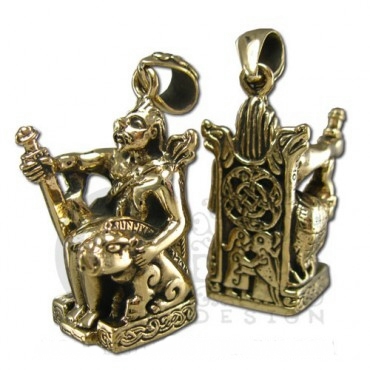 Bronze Seated Freyr Pendant - Click Image to Close