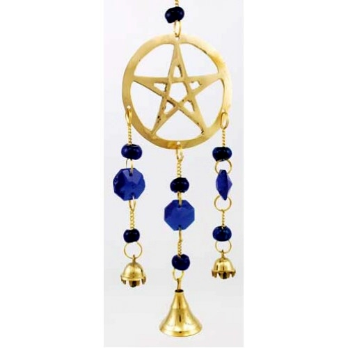 Pentacle windchime with beads 12"L - Click Image to Close