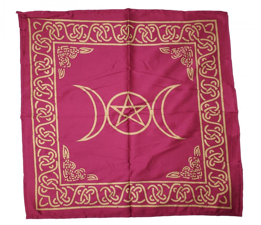 Altat Cloth Pentacle Triple Moon Goddess - Magenta Pink - Click Image to Close