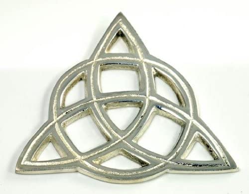 Triquetra Open Cut Altar Tile Silver Plated over Solid Brass 3" - Click Image to Close
