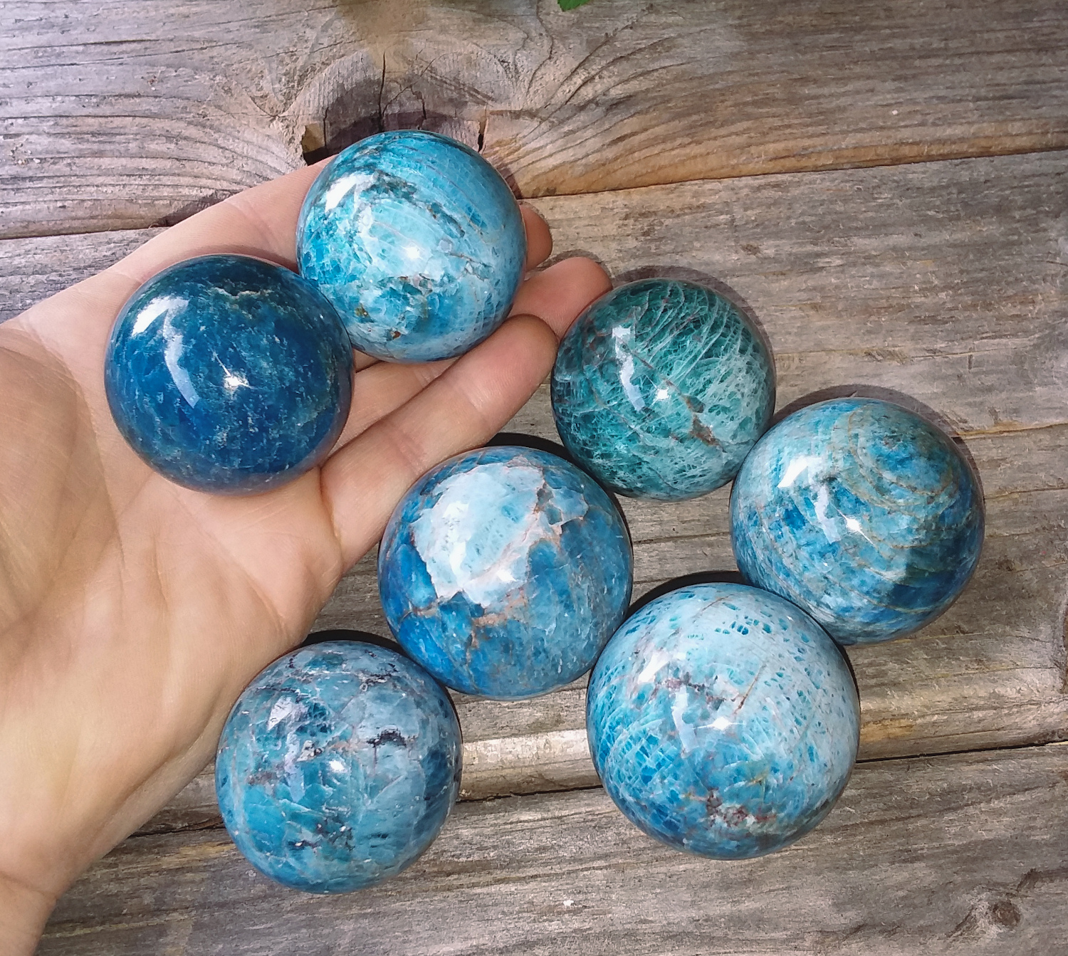 Blue Apatite sphere small 1.25"-1.5"