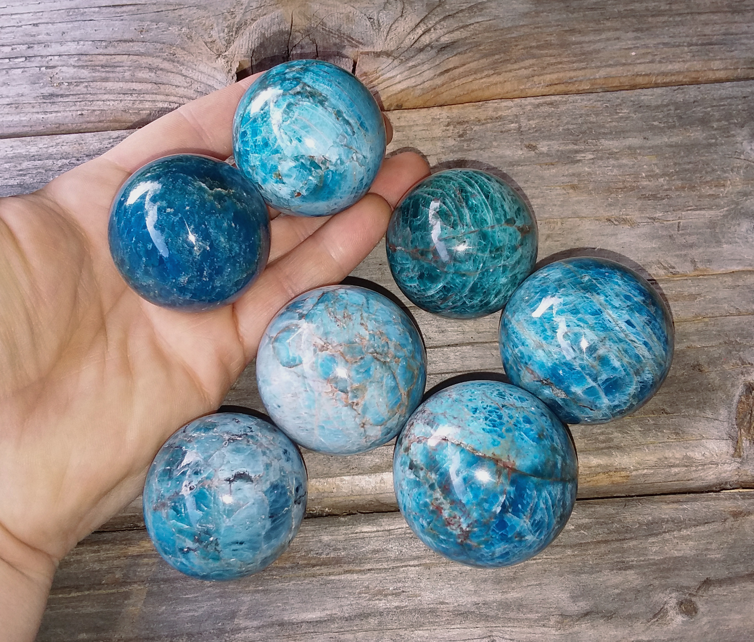 Blue Apatite sphere small 1.25"-1.5"