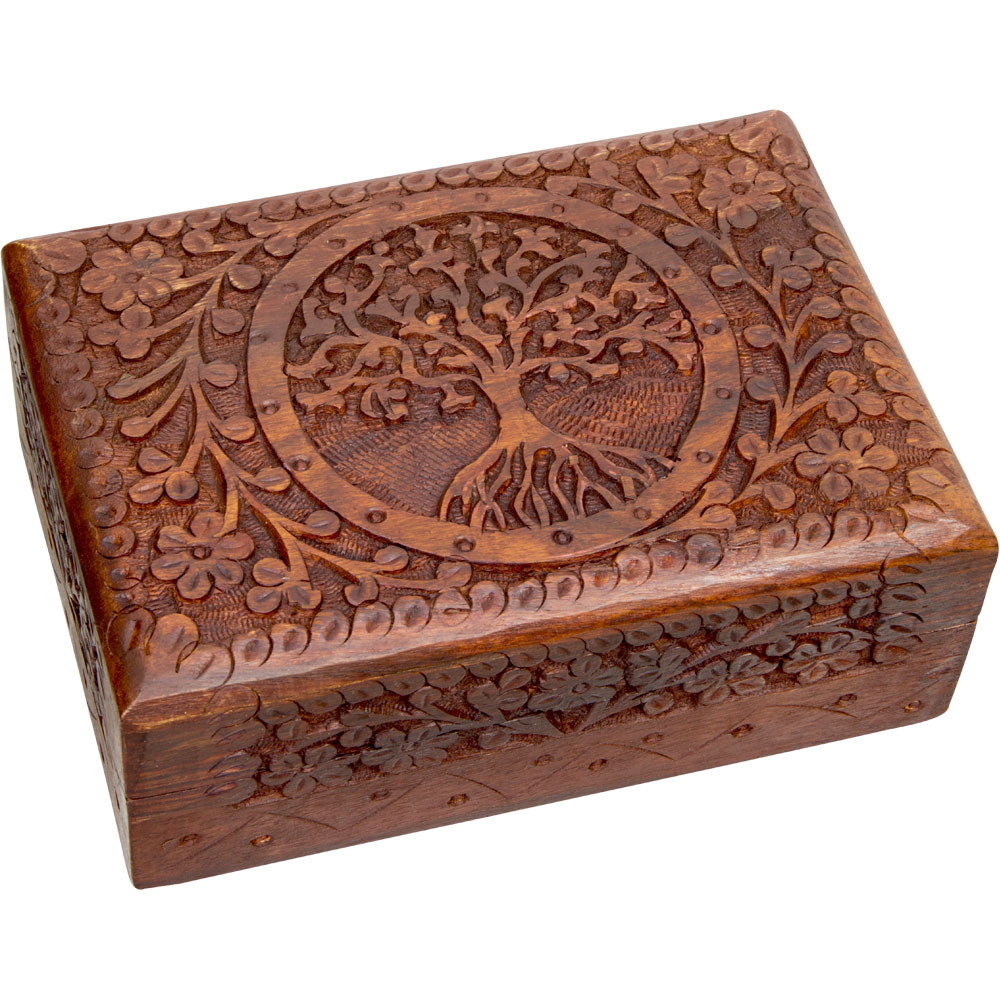 Tree of Life Floral carved box 5x7 - Click Image to Close