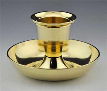BRASS CANDLE HOLDER - 3"H, 4.5"D - Click Image to Close
