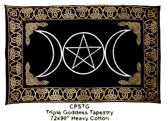 Triple Goddess Tapestry, Blk/Gld 72"x108"