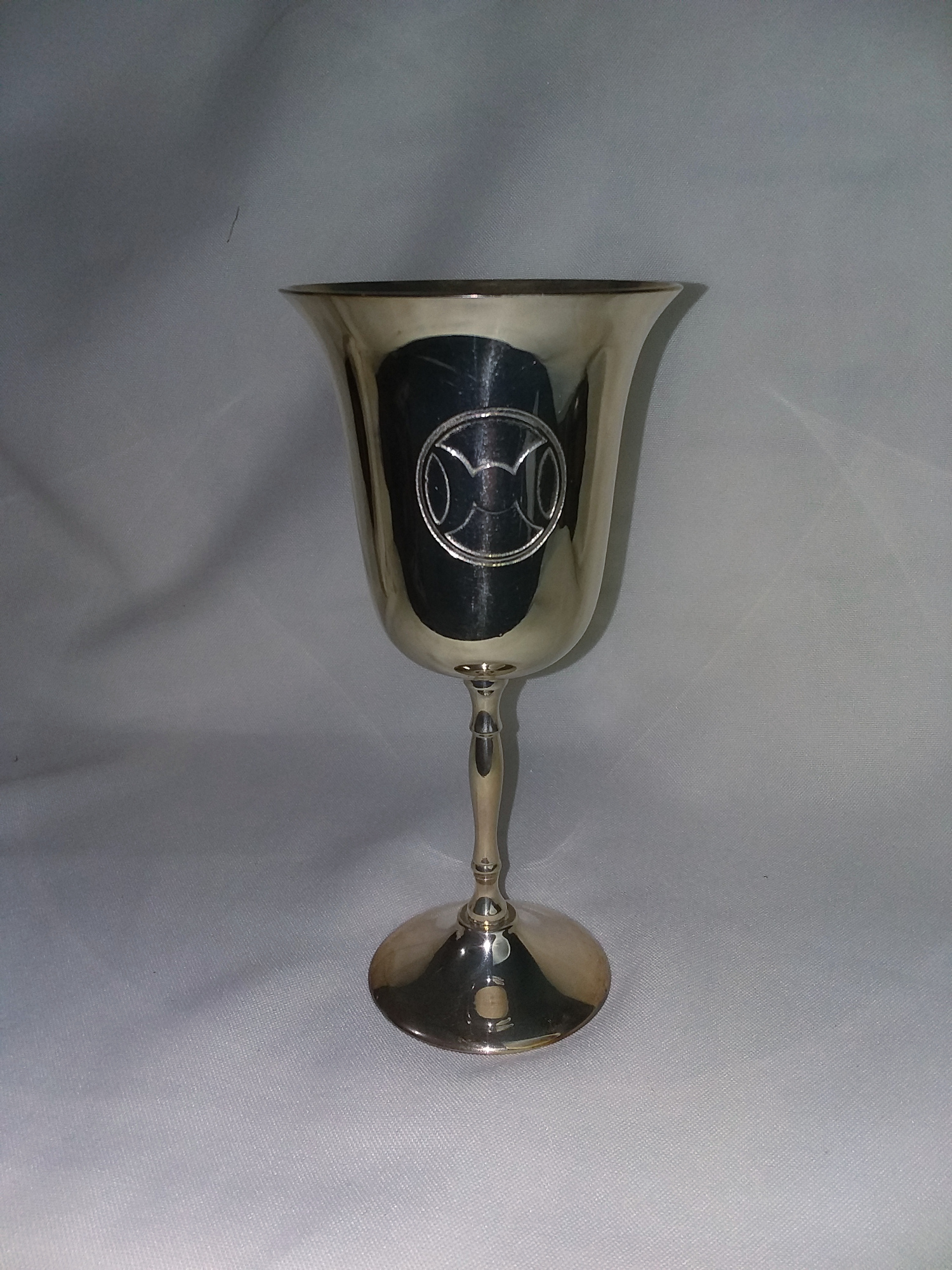 Triple Moon Goddess Silver Chalice 7" - last one - Click Image to Close
