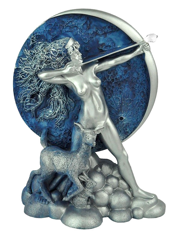 Diana Moon Goddess Statue 7.5"