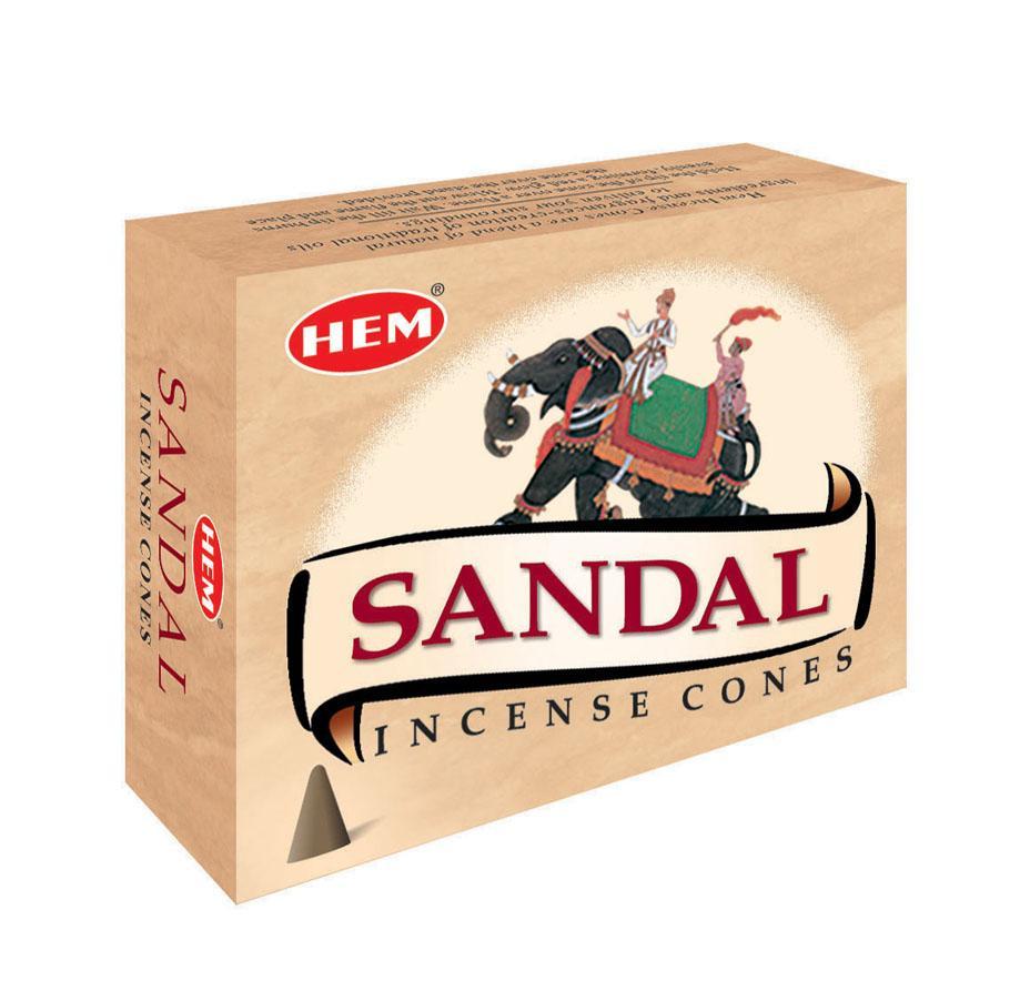 Sandal HEM Cone Incense - one box of 10pcs - Click Image to Close