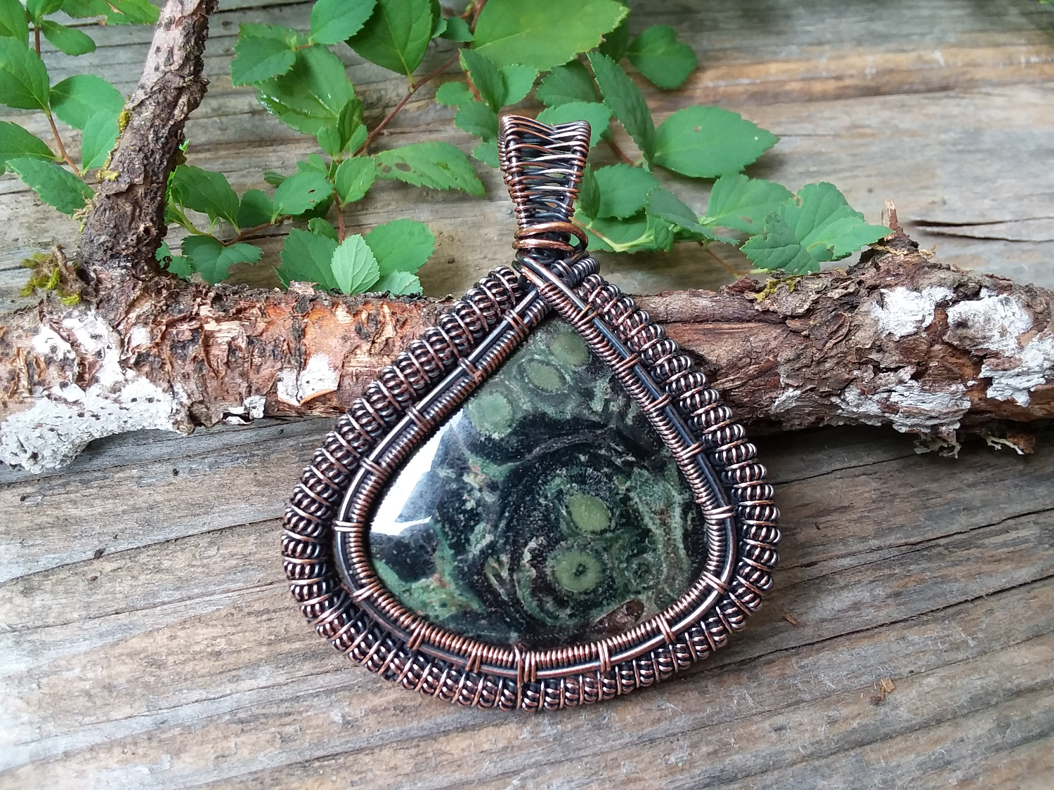 Kambaba Jasper wire wrapped pendant - Click Image to Close