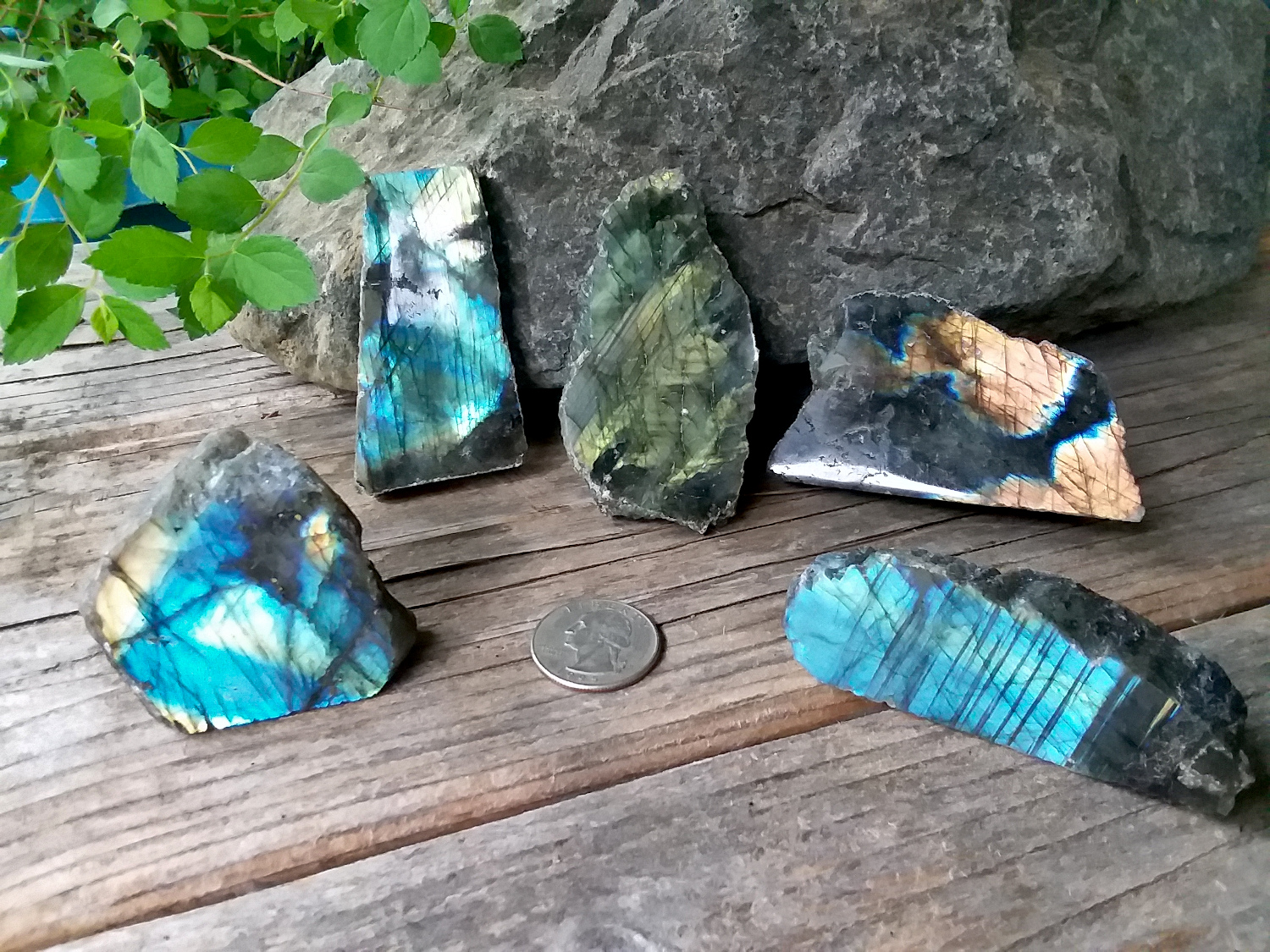 Labradorite rough with 1 side polished - Click Image to Close