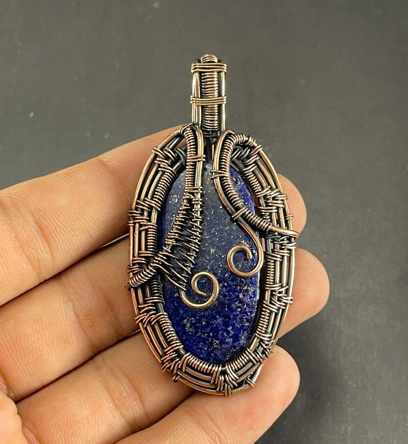 Lapis Lazuli wire wrapped pendant