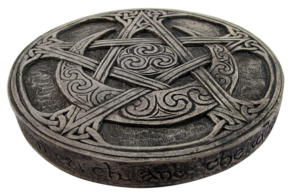 Moon Pentacle Plaque - stone finish - Click Image to Close