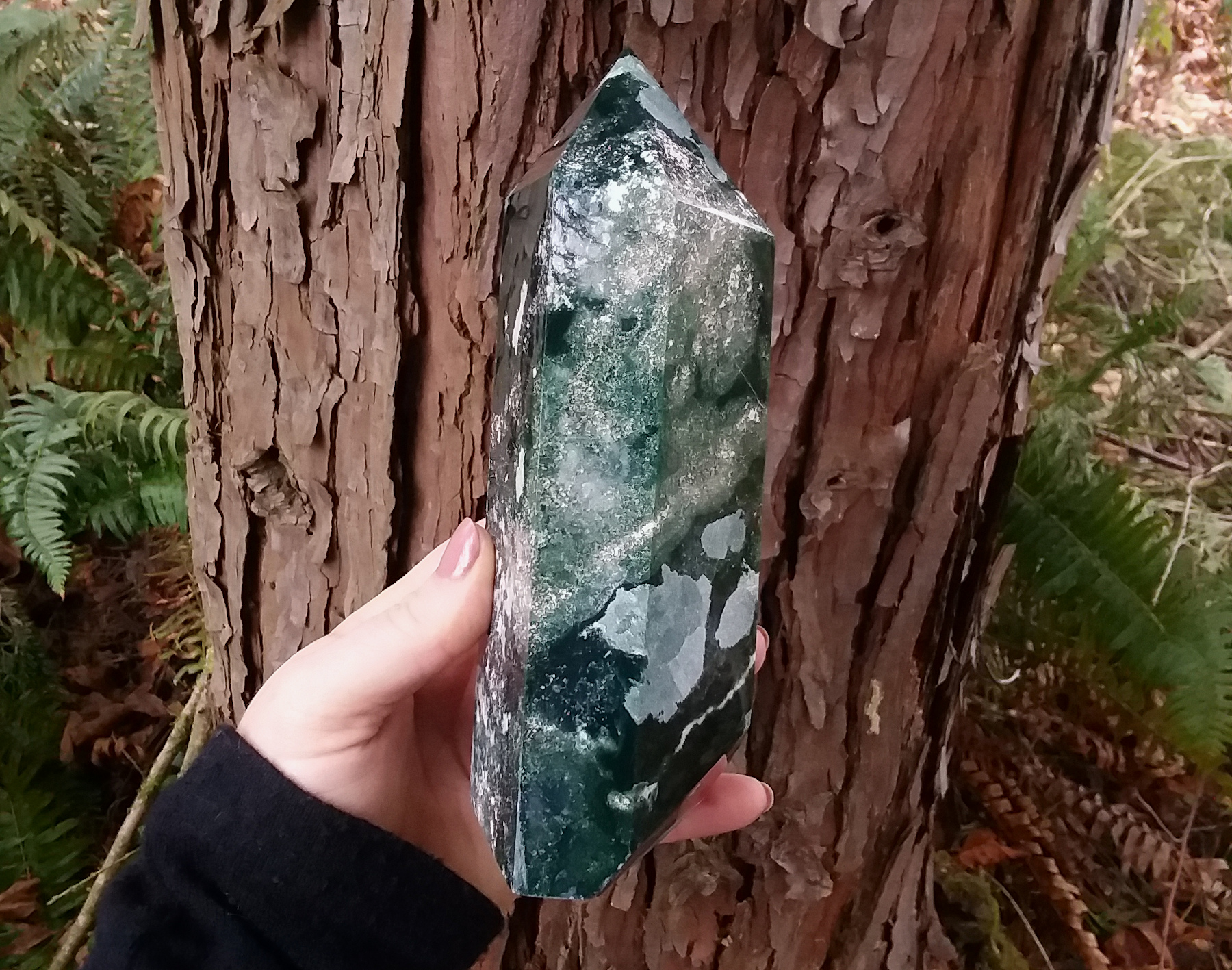 Large Moss Agate Point Tower 2 lb 12 oz