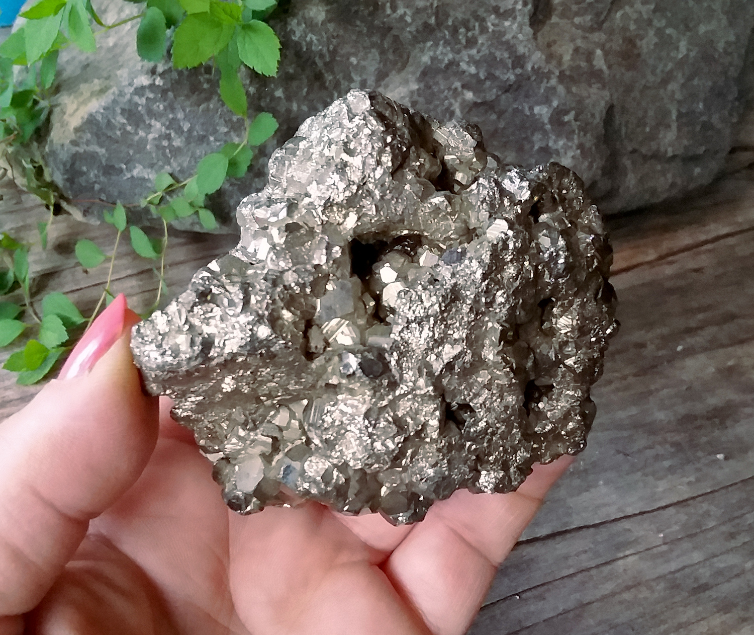 Iron Pyrite crystal mineral cluster