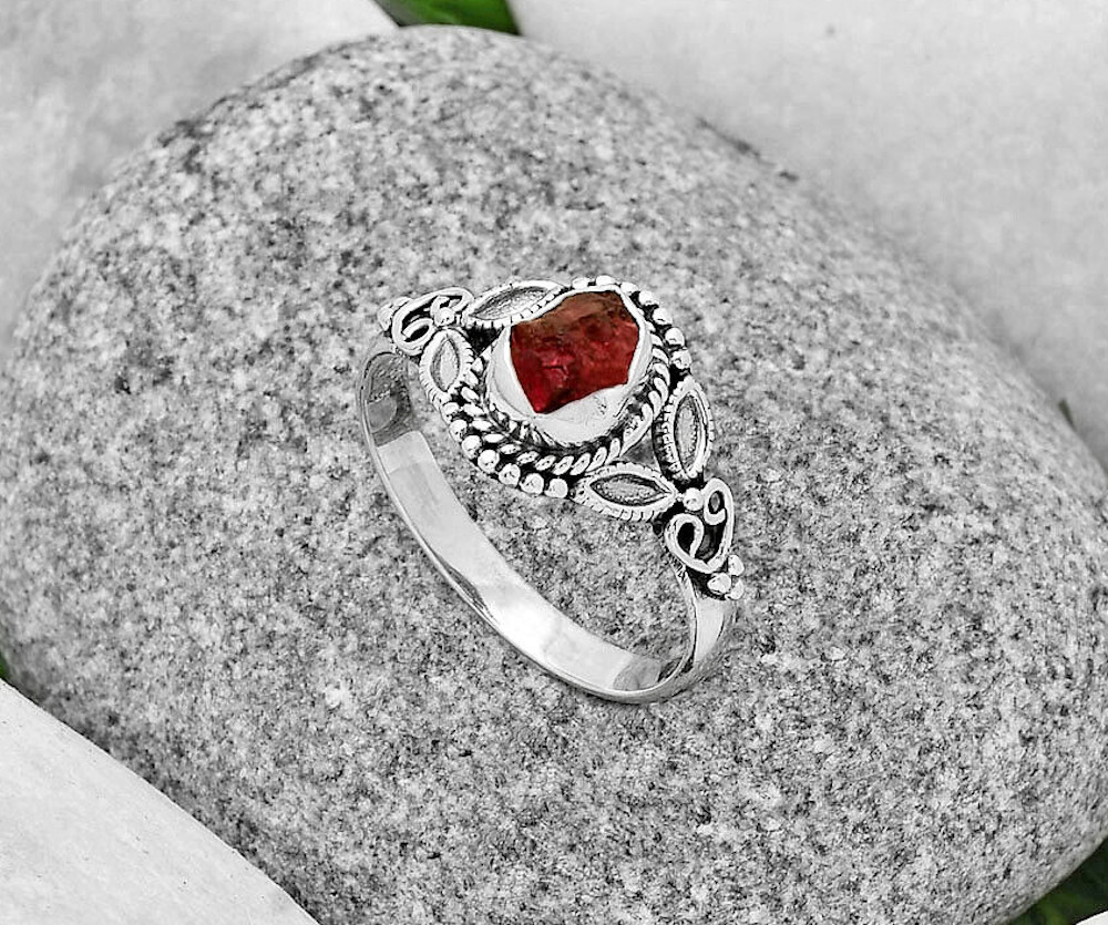 Pink Tourmaline Crystal ring in 925 Sterling Silver sz 9