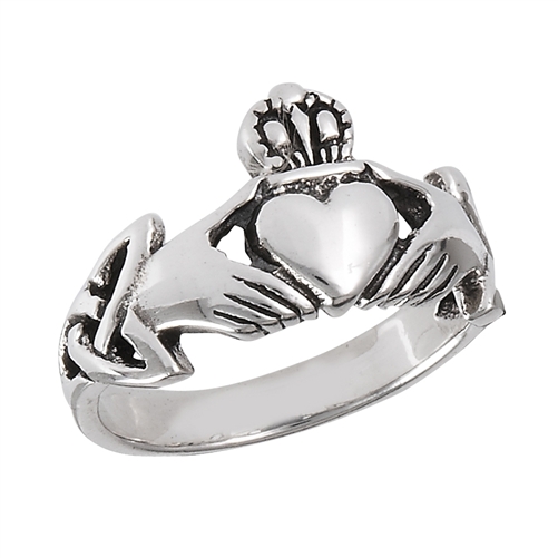 Sterling Silver Claddagh with Triquetra Ring size 9 - Click Image to Close