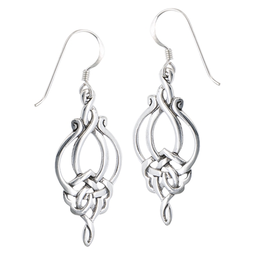 Celtic Weave Dangle Earring - Sterling Silver - Click Image to Close