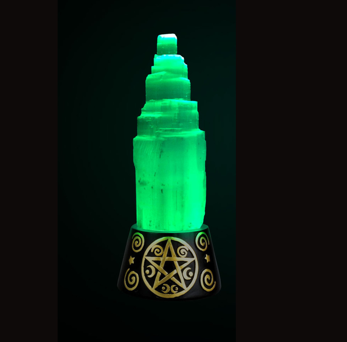 Selenite LED Pentacle tower lamp - Click Image to Close