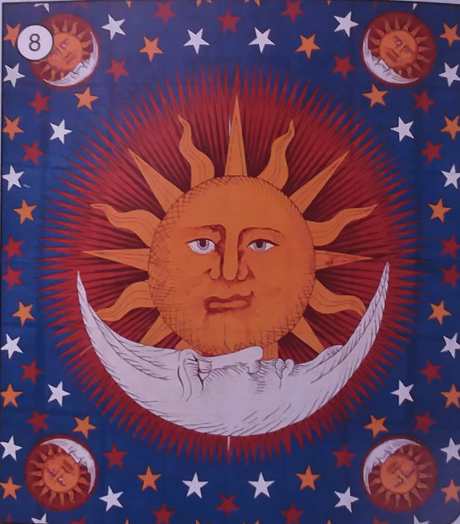 Solar Eclipse Tapestry Twin Beadspread -Blue & Red - Click Image to Close