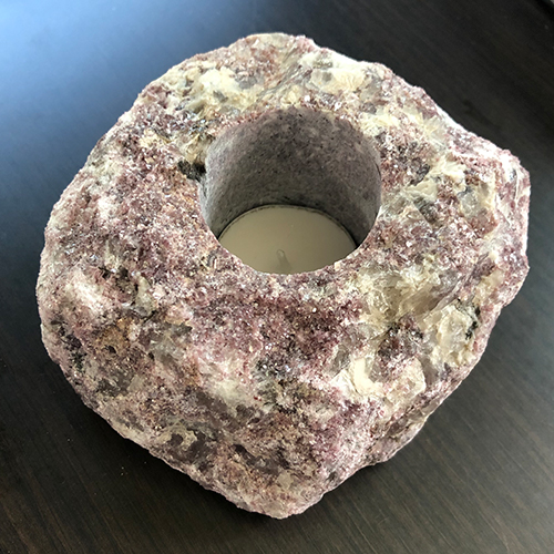 Lepidolite rough crystal tealight candle holder 1pc - Click Image to Close