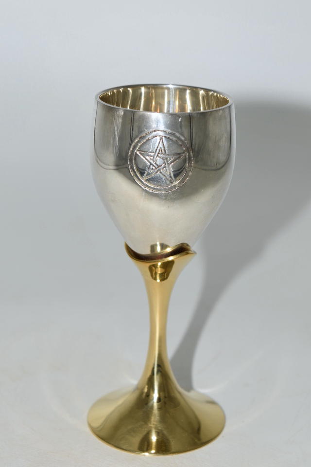 Pentacle Chalice with Brass Stem - 4.5" - Click Image to Close