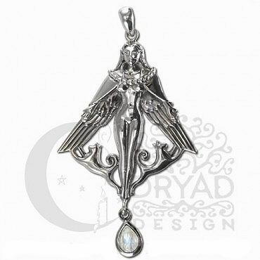 Sterling Silver Freya Pendant with Rainbow Moonstone - Click Image to Close