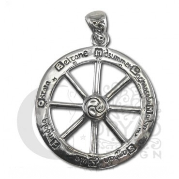 Sterling Silver Cut Out Wheel of the Year Pendant - Click Image to Close