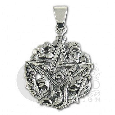 Sterling Silver Cimaruta Pentacle Pendant - Click Image to Close