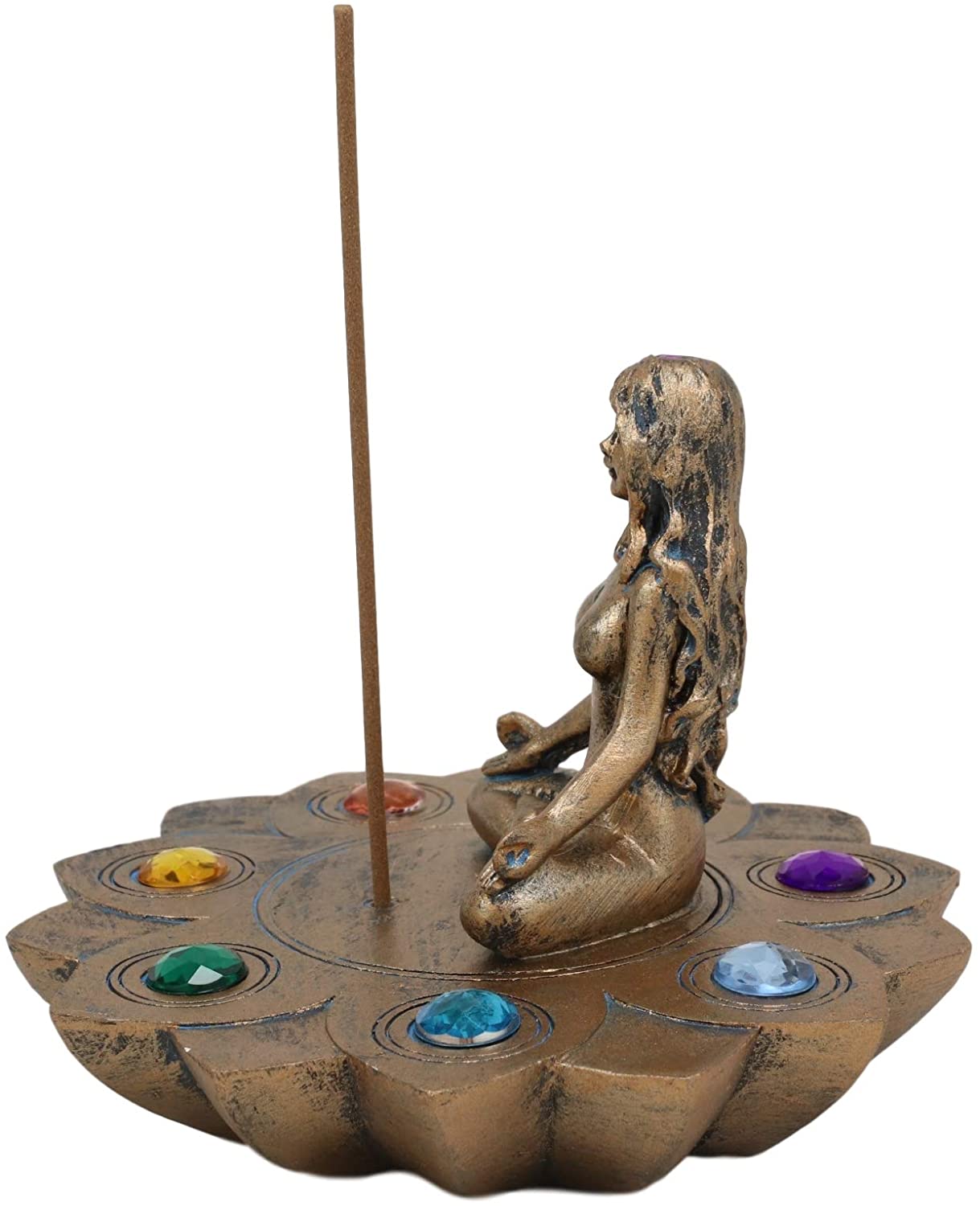 7 Chakra Yoga Meditation Incense Burner Figurine 5"