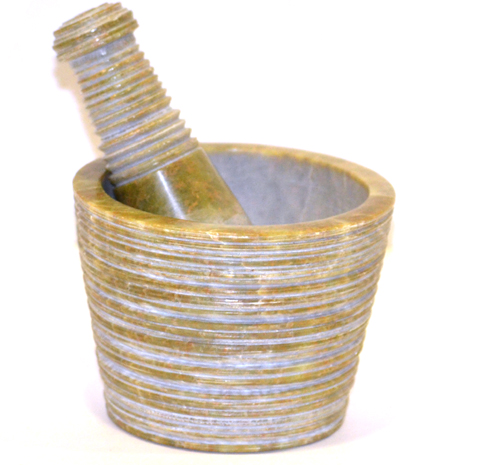 Soapstone Mortar & Pestle Ribbed 3"H 4"D - Click Image to Close