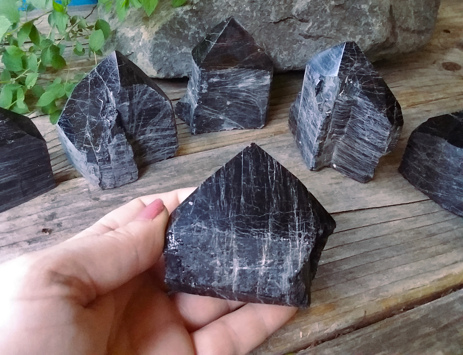 Black Tourmaline top polished point - large - Click Image to Close
