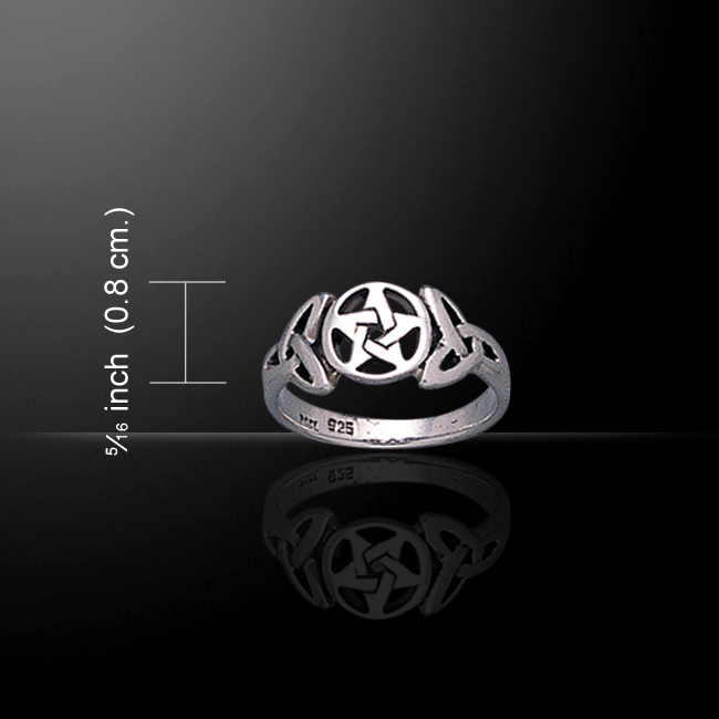 Silver Pentagram Pentacle Ring sz 9 - Click Image to Close