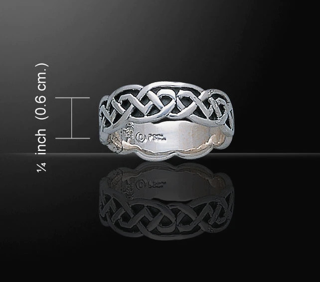 Celtic Knotwork Silver Ring sz6 - Click Image to Close