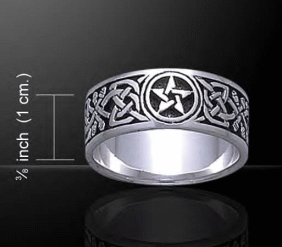 Pentacle ring with Celtic Knotwork band sz10 - Click Image to Close