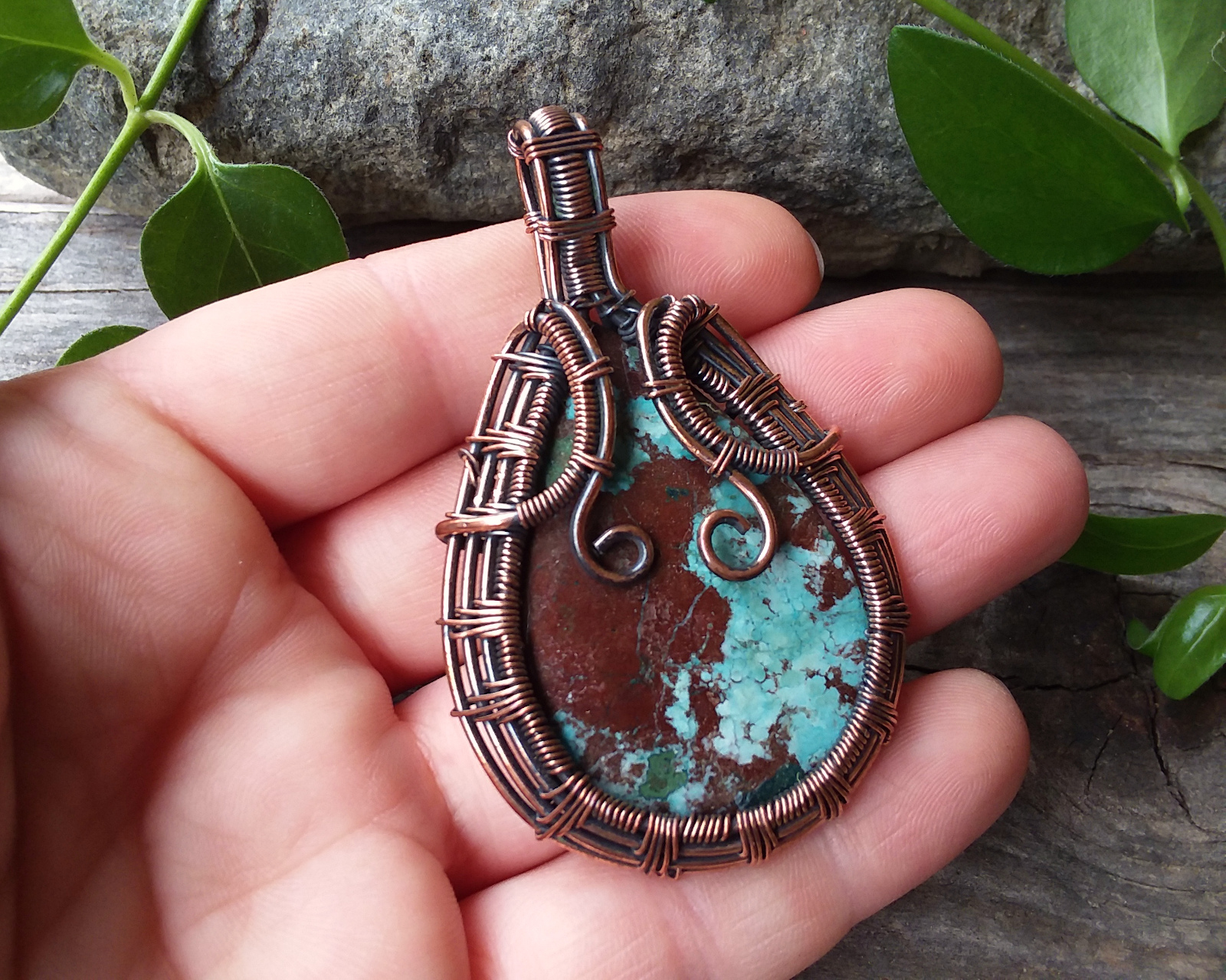 Turquoise wire wrapped pendant
