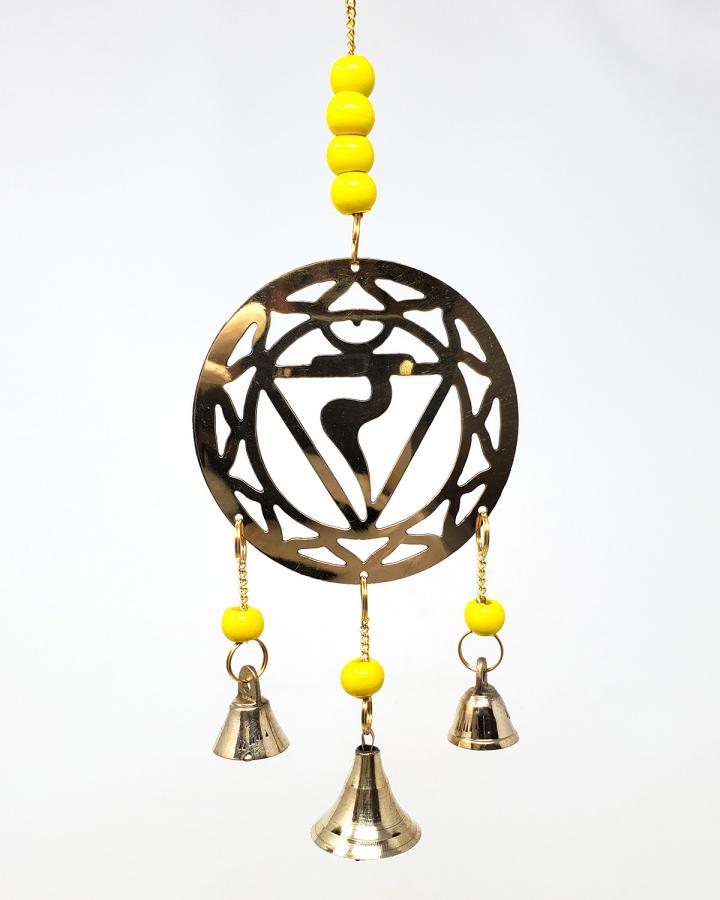 Brass windchime Solar Chakra with yellow beads 11" - Click Image to Close