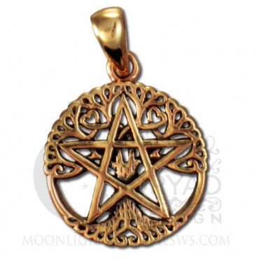 Copper Small Cut Out Tree Pentacle Pendant