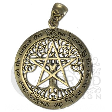 Bronze Extra Large Cut Out Tree Pentacle Pendant